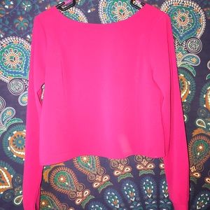 Pink long sleeve open back shirt